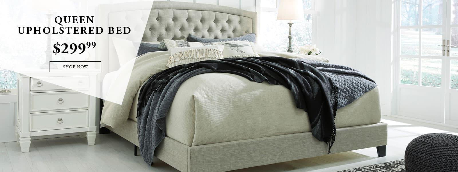 Queen upholstered bed $299.99